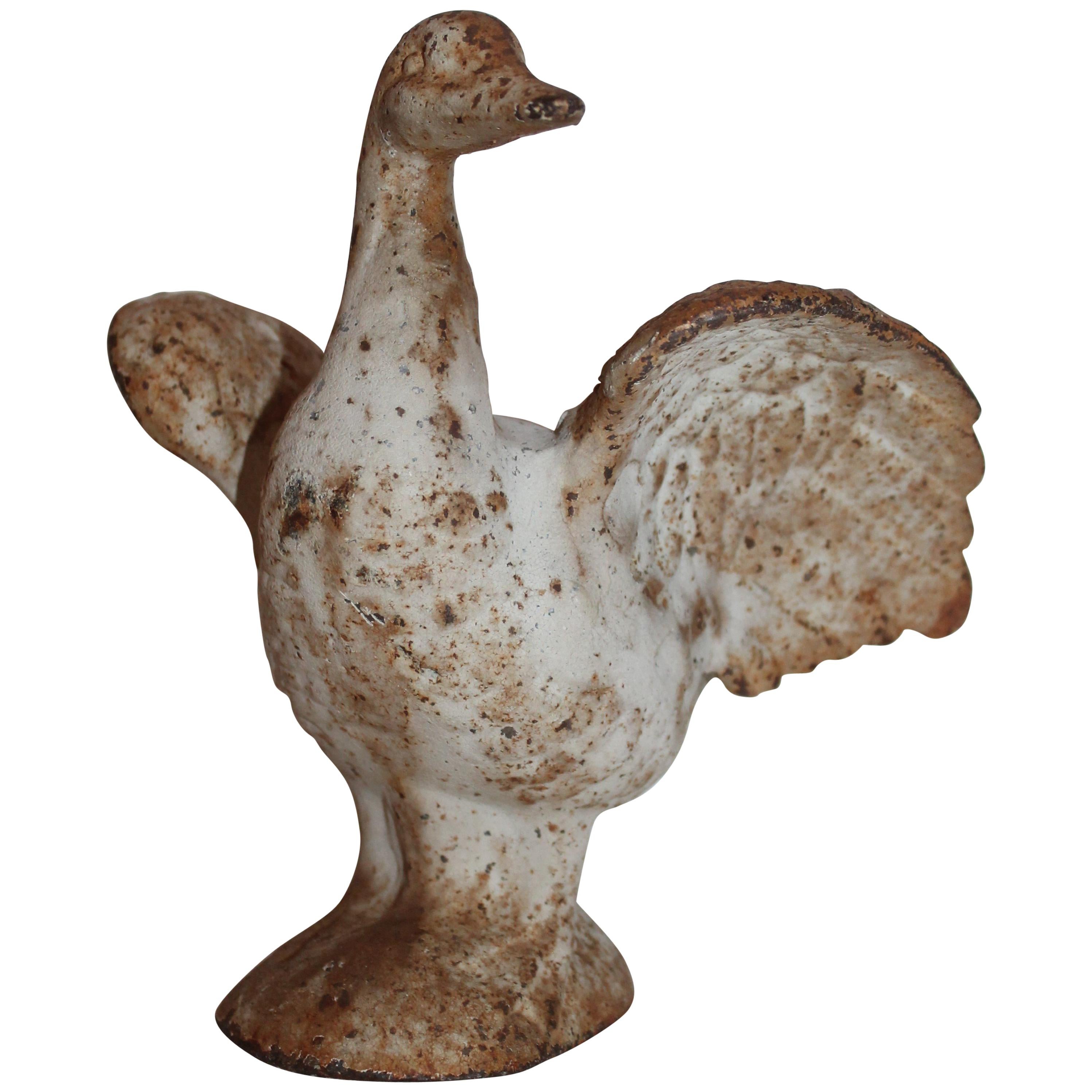 Original Painted Cast Iron Bird Door Stop or Garden Ornament
