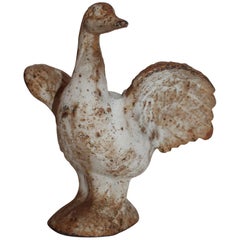 Antique Original Painted Cast Iron Bird Door Stop or Garden Ornament