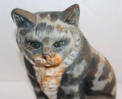 Original Painted Cast Iron Cat Door Stop