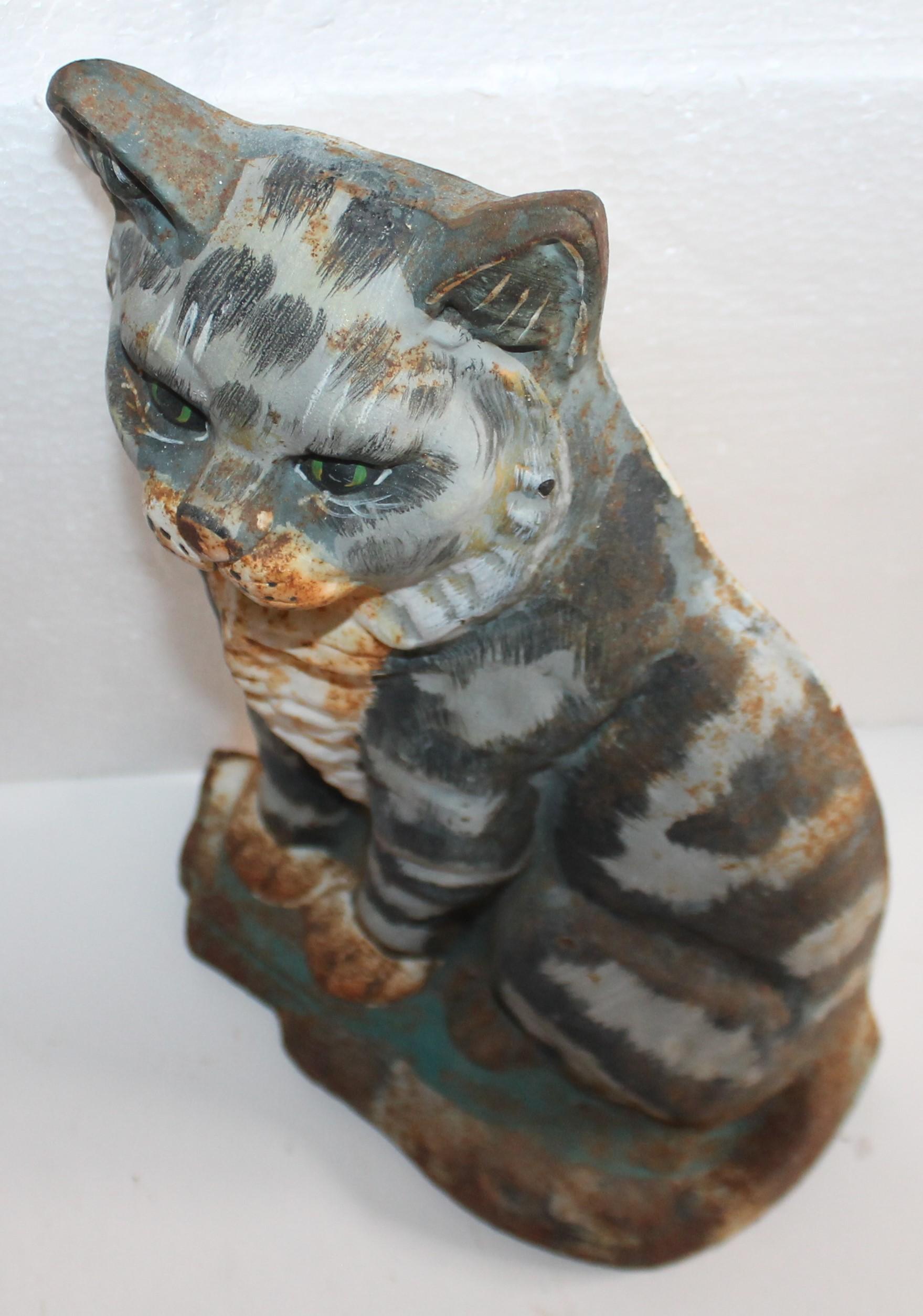 cat cast iron door stop