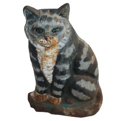 Original Painted Cast Iron Cat Door Stop