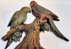 Original Painted Cast Iron Parrots Door Stop