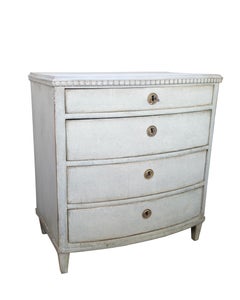 Original Painted Chest Of Drawers Made In Greenish Color From 1790s