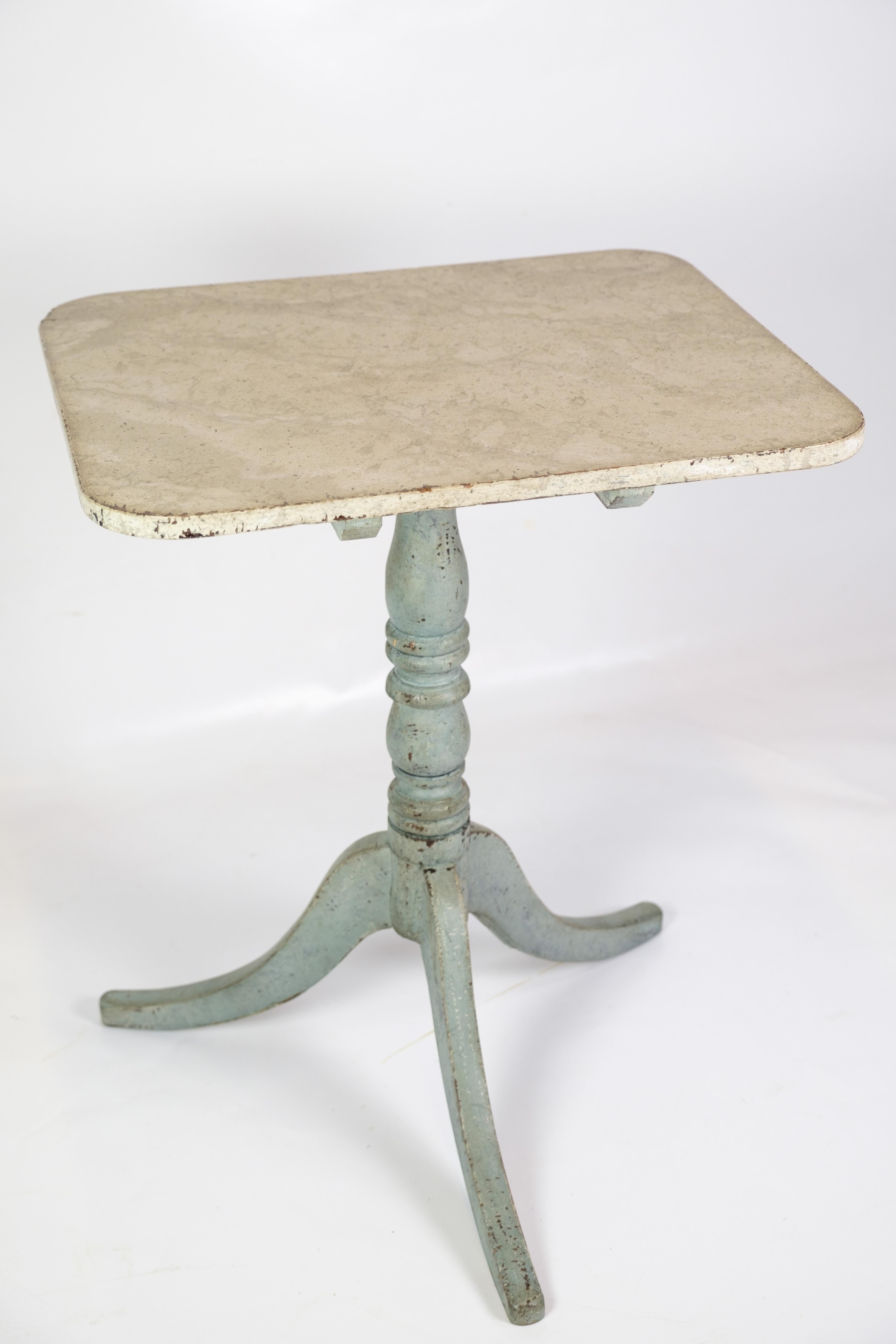 Other Original Painted Column Side Table With Tilt Function Made In Blue & Grey Colors For Sale