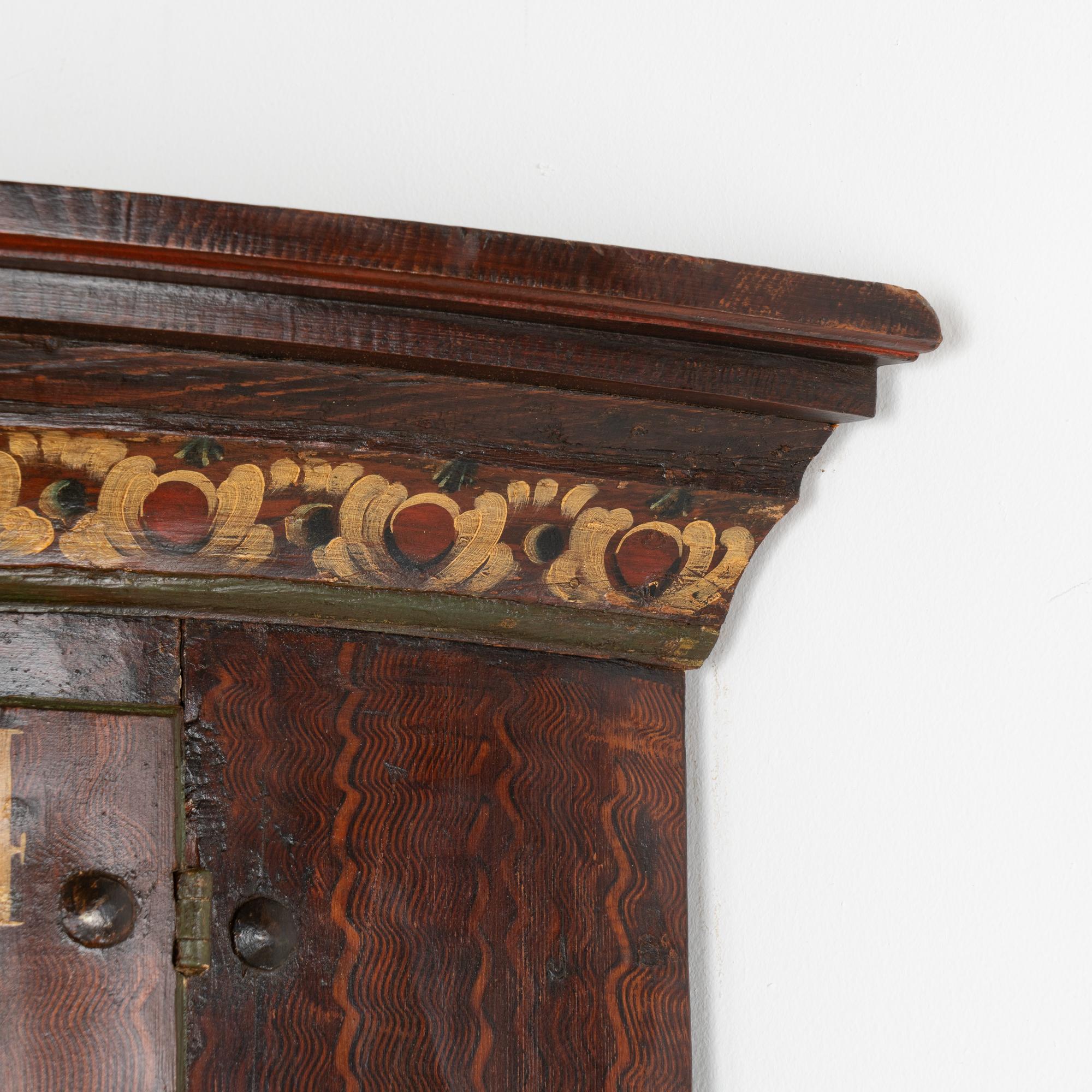Original Painted Corner Cabinet Cupboard, Sweden dated 1824 For Sale 4
