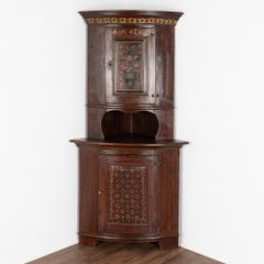 Original Painted Corner Cabinet Cupboard, Sweden dated 1824