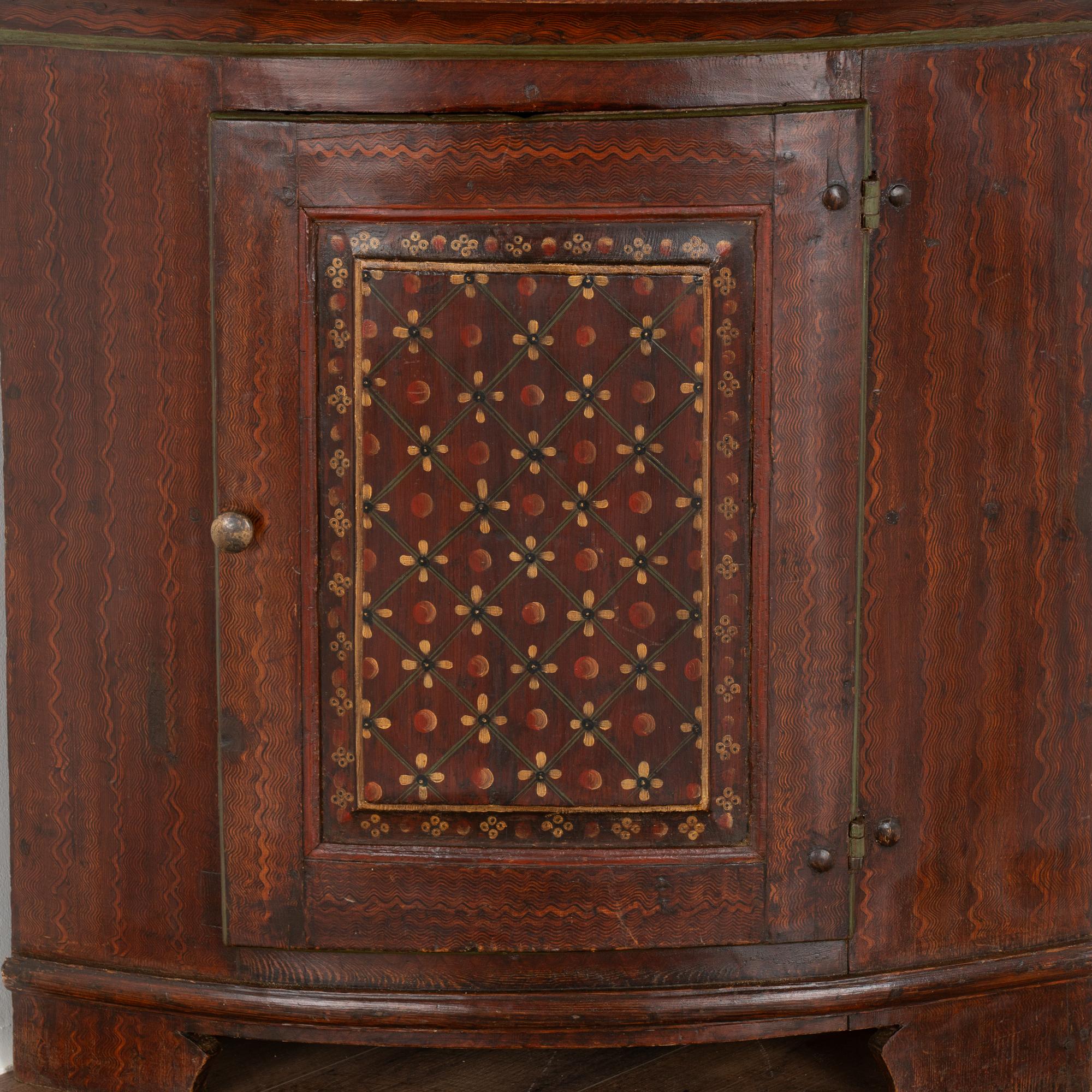 Pine Original Painted Corner Cabinet Cupboard, Sweden dated 1824 For Sale