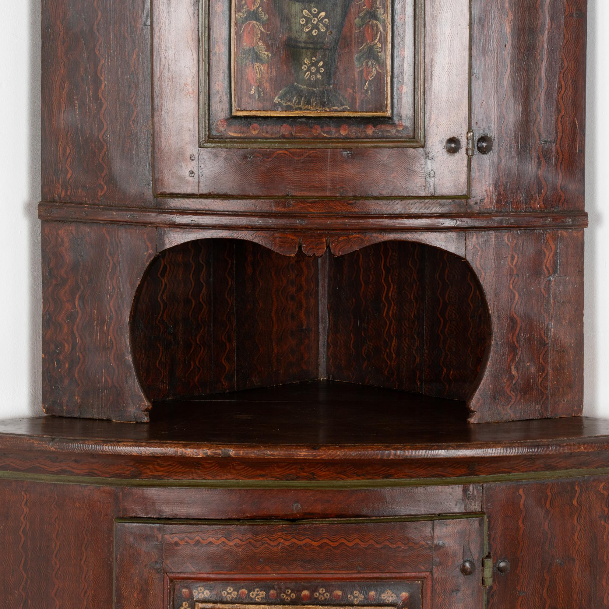 Original Painted Corner Cabinet Cupboard, Sweden dated 1824 For Sale 2