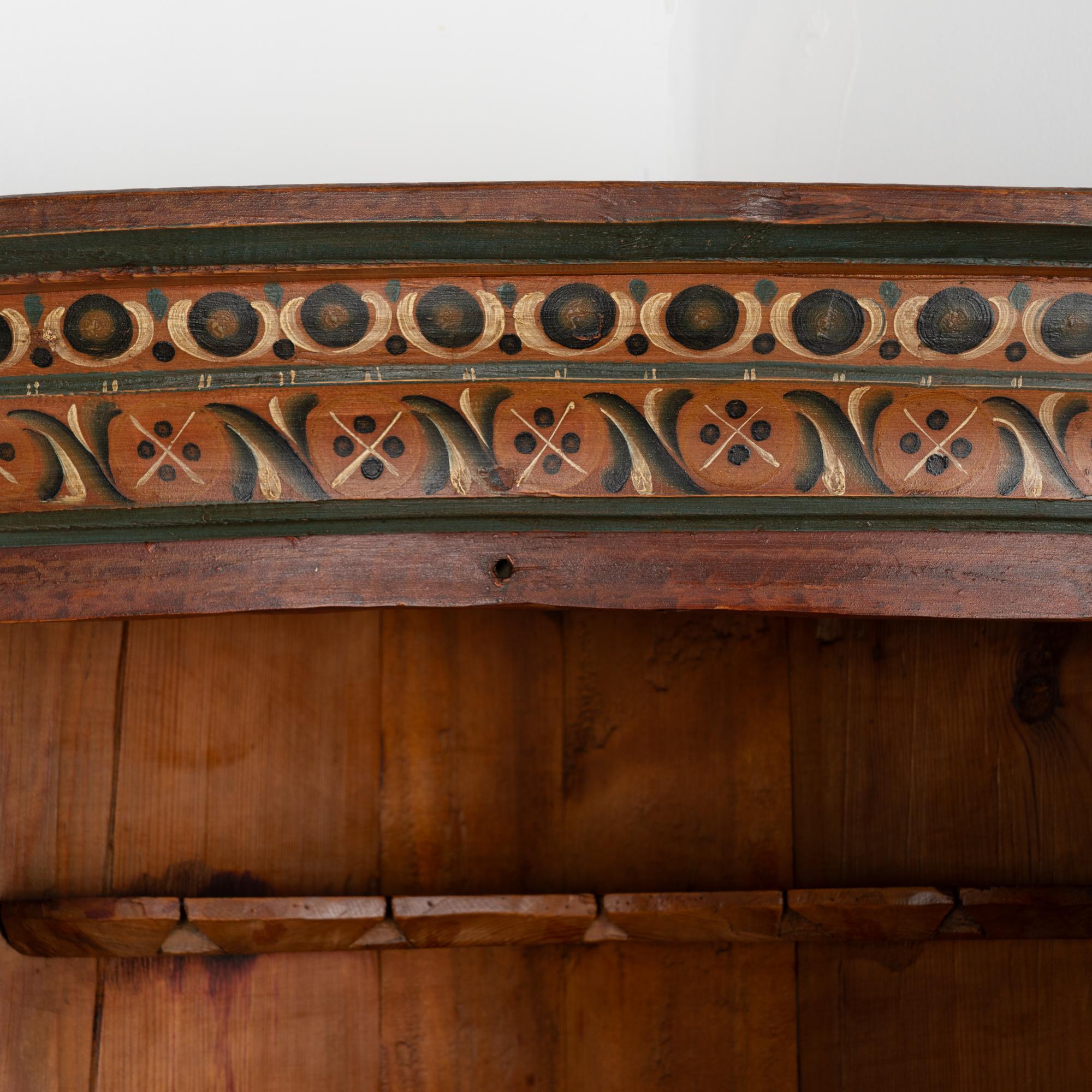 Original Painted Dalarna Corner Cabinet Cupboard, Sweden dated 1834 1