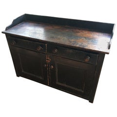 Original Painted English Buffet with Railing