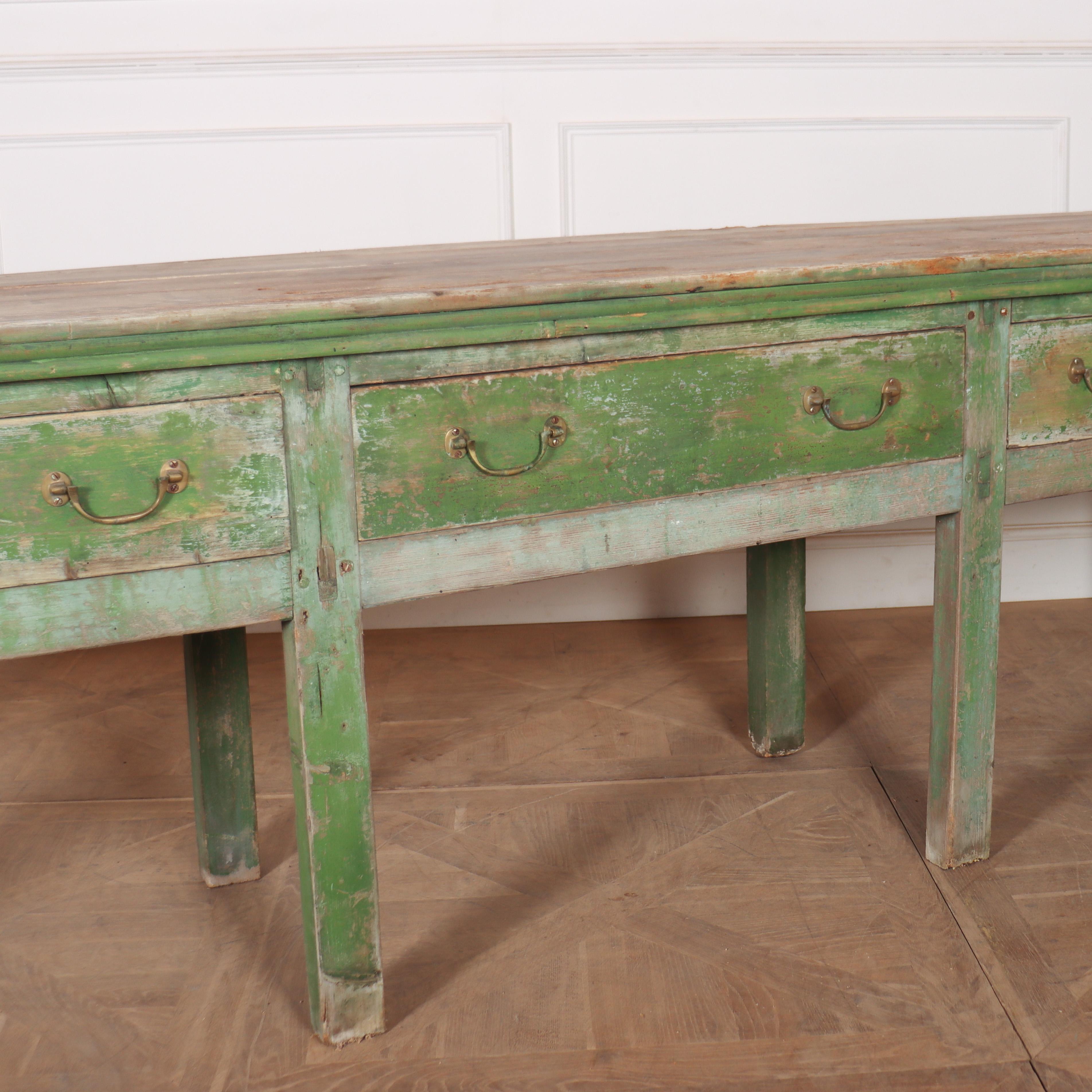 Victorian Original Painted English Dresser Base For Sale