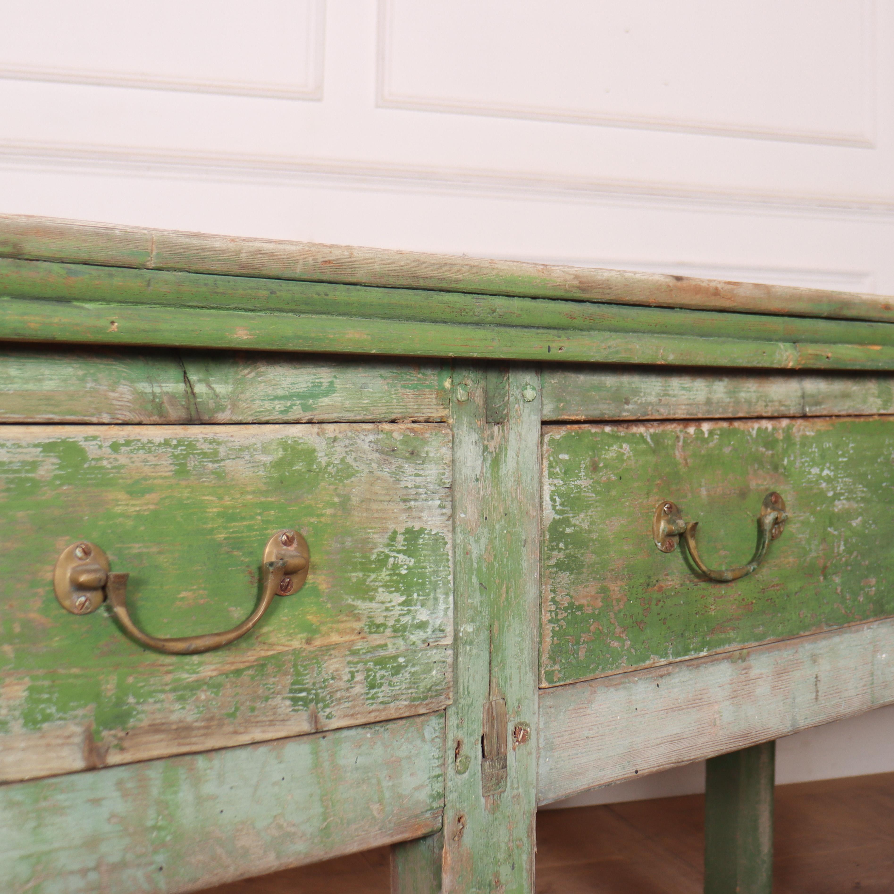 19th Century Original Painted English Dresser Base For Sale