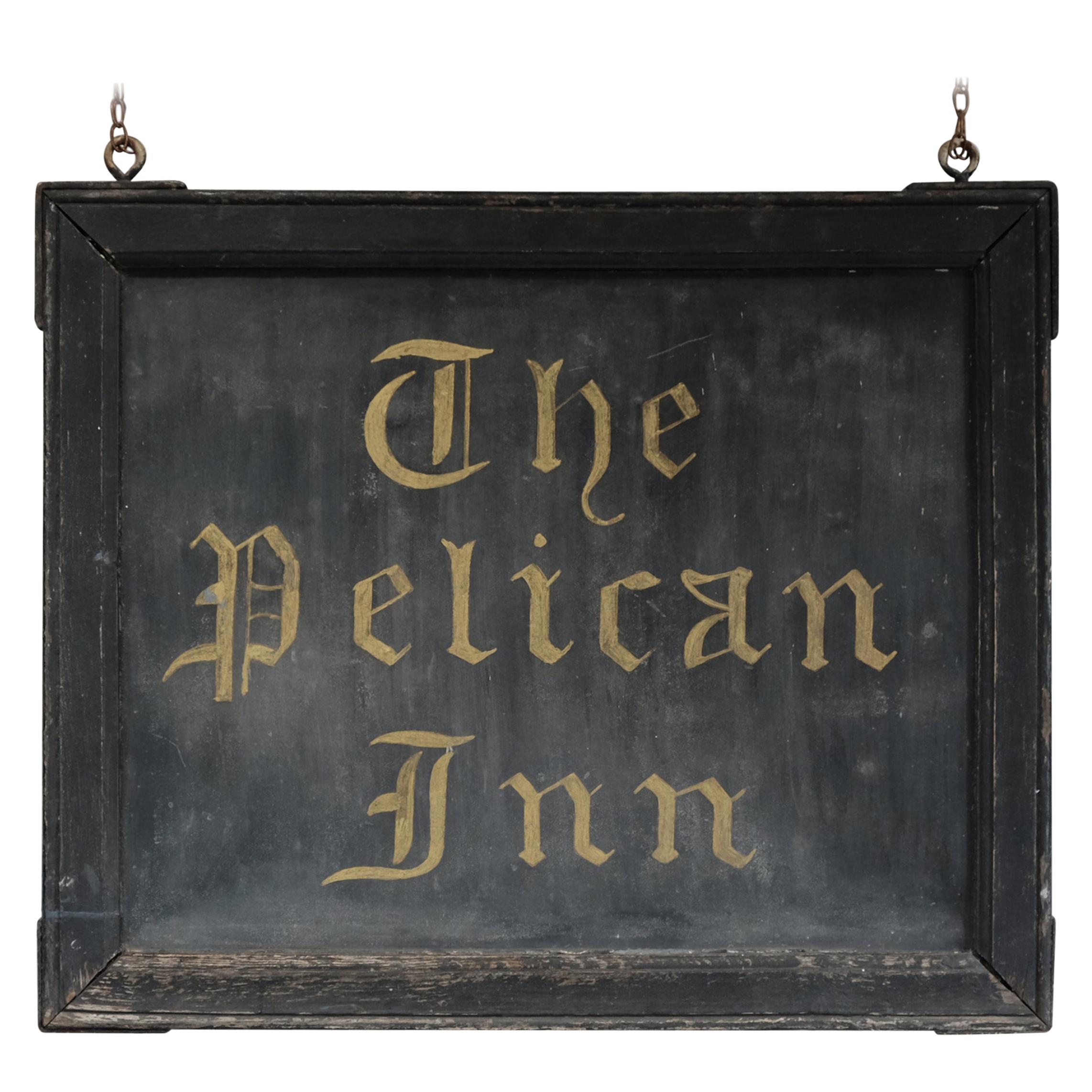 Original Painted English Tavern Sign, Pelican Inn, 19th Century, Country Pub