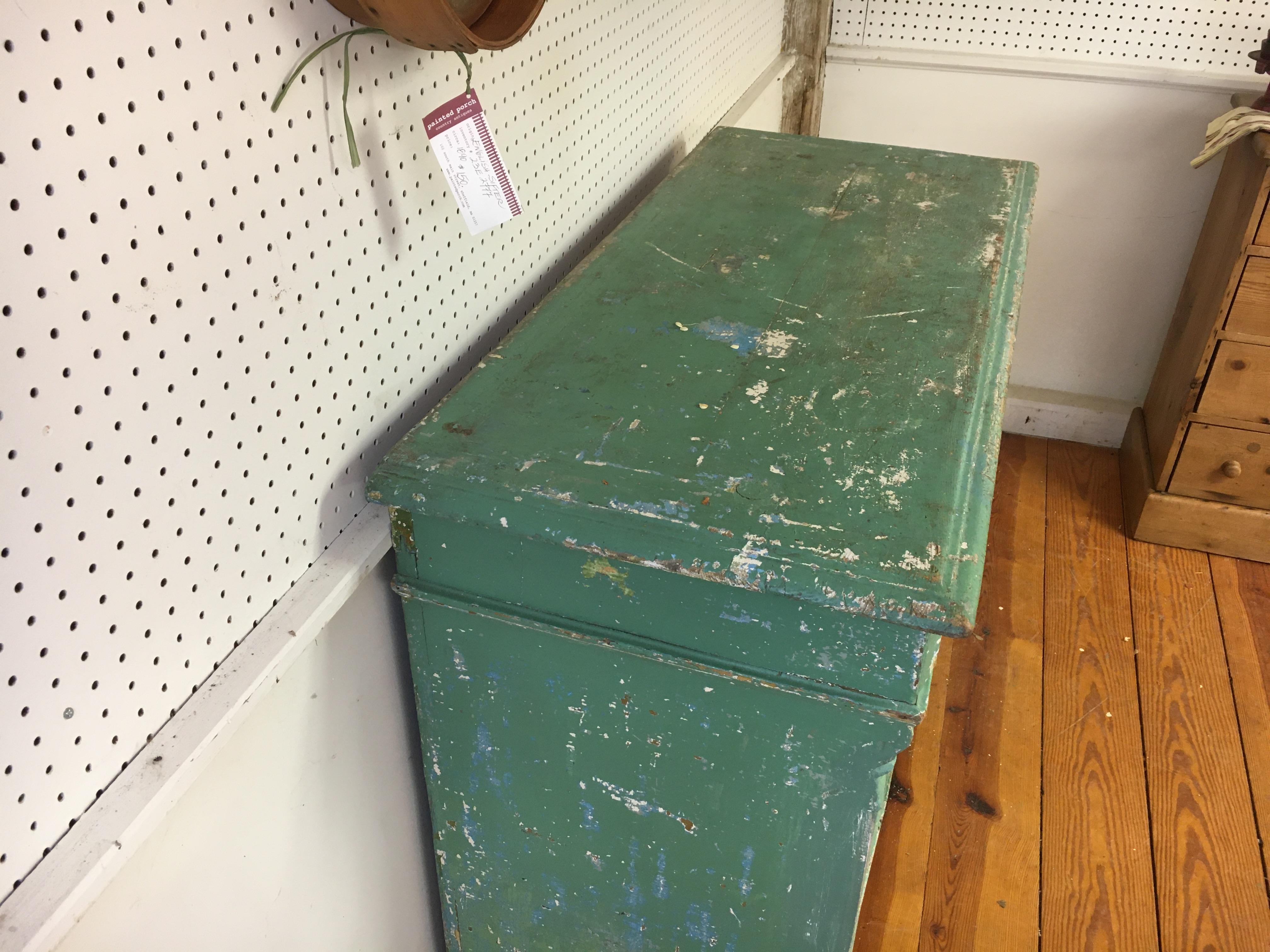 - It is the color green, combined with the fluting on the front of each side that will attract your attention the most on this 2 drawer, 2 door buffet. Complete with original lock and key, this is a stunning piece from one of our favorite French