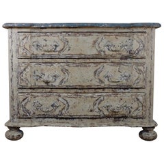 Original Painted French Serpentine Commode, Chest of Drawers