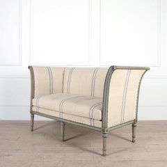 Original Painted French Sofa in Vintage Linen