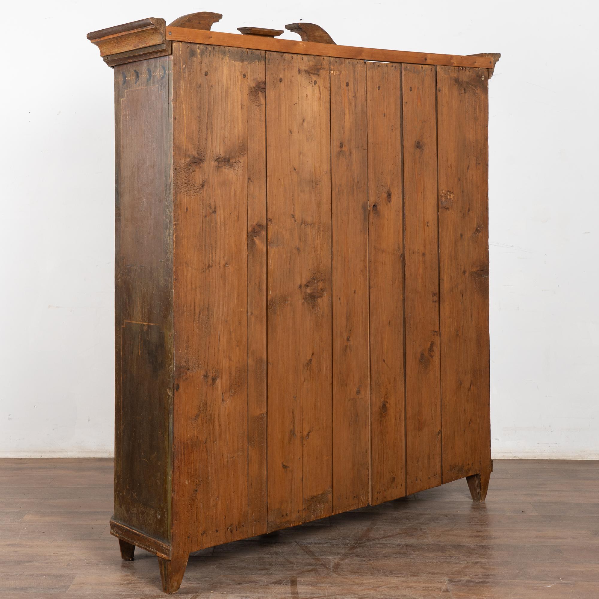 Original Painted German Shrunk Armoire with Four Seasons, Dated 1802 For Sale 7