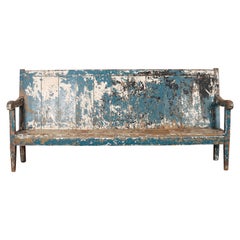 Antique Original Painted High Back Settle