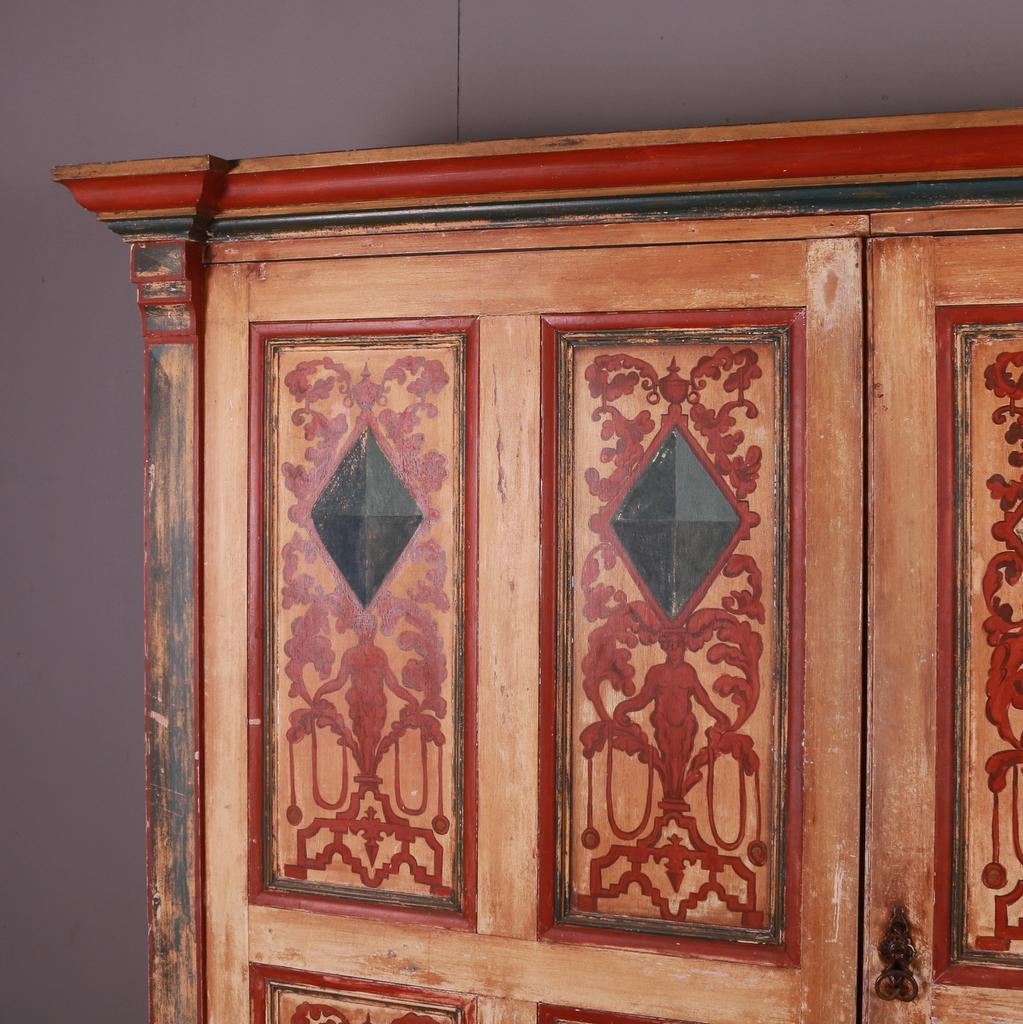 Very good late 19th C Italian armoire with original decorative paint. 1890.

Dimensions
71.5 inches (182 cms) wide
24 inches (61 cms) deep
77.5 inches (197 cms) high.