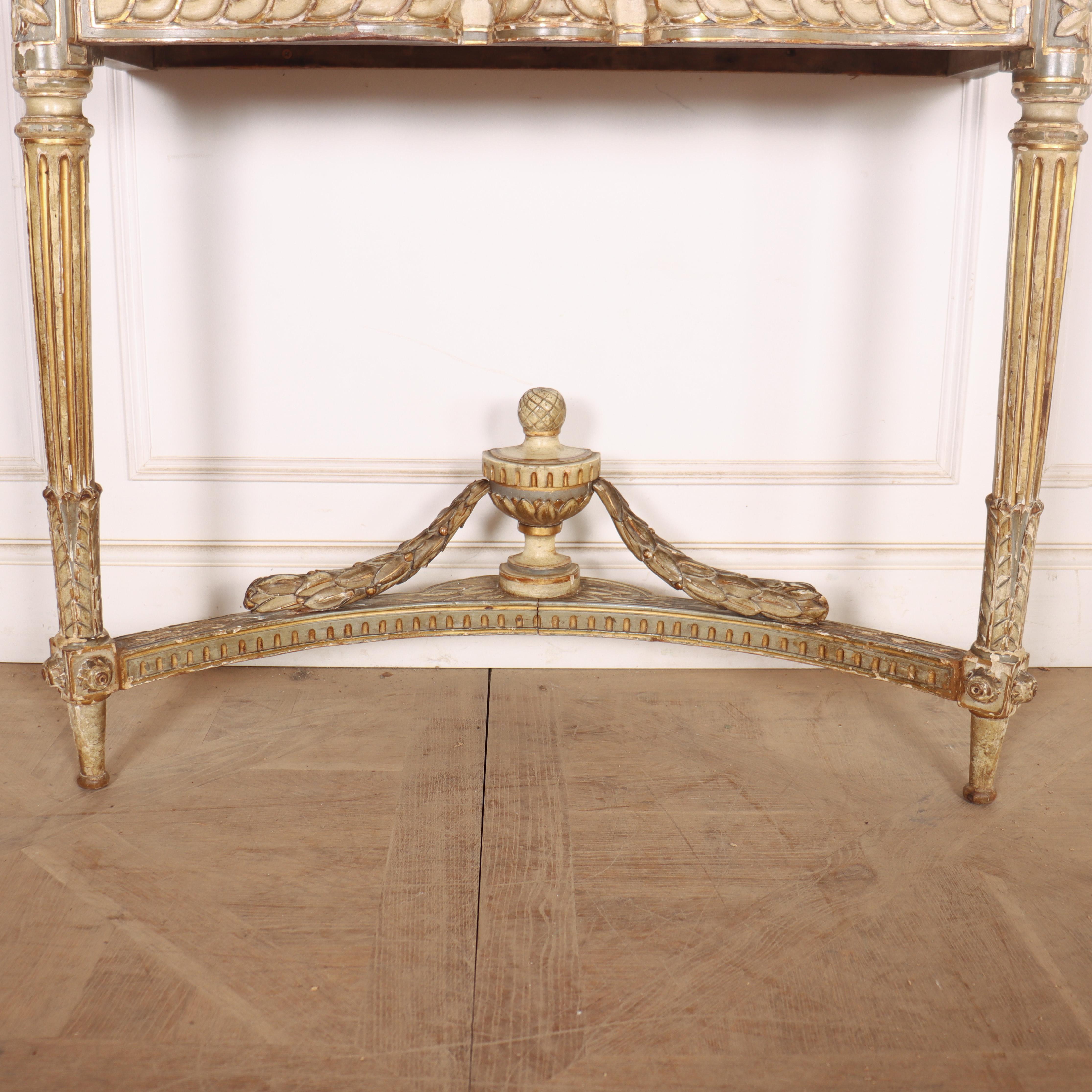 Wonderful early 19th century original painted Italian lime wood console table with a serpentine frieze and a very pretty marble top. 1830.

The marble top is 1.5-inches thick. 


Code: 8956

Dimensions:
W: 43