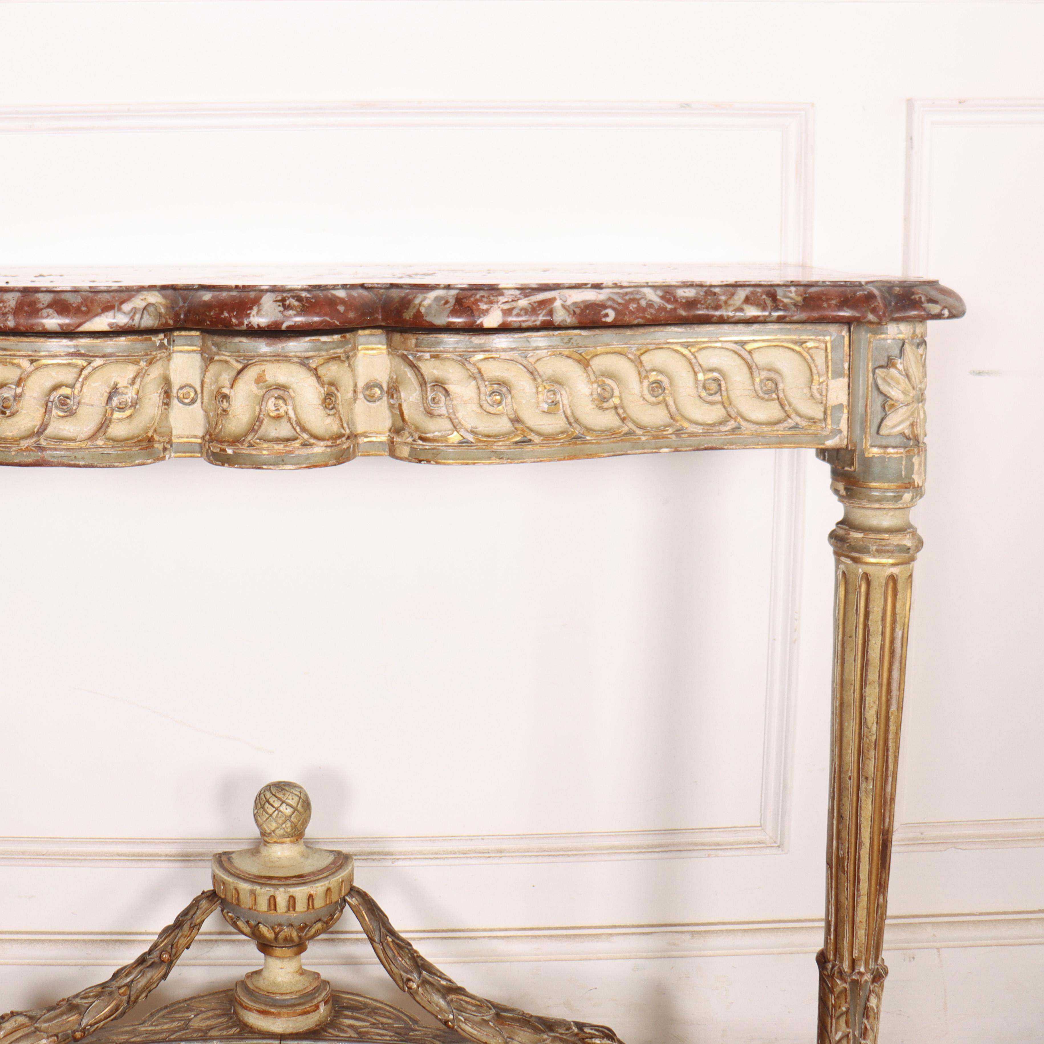 Marble Original Painted Italian Console Table For Sale