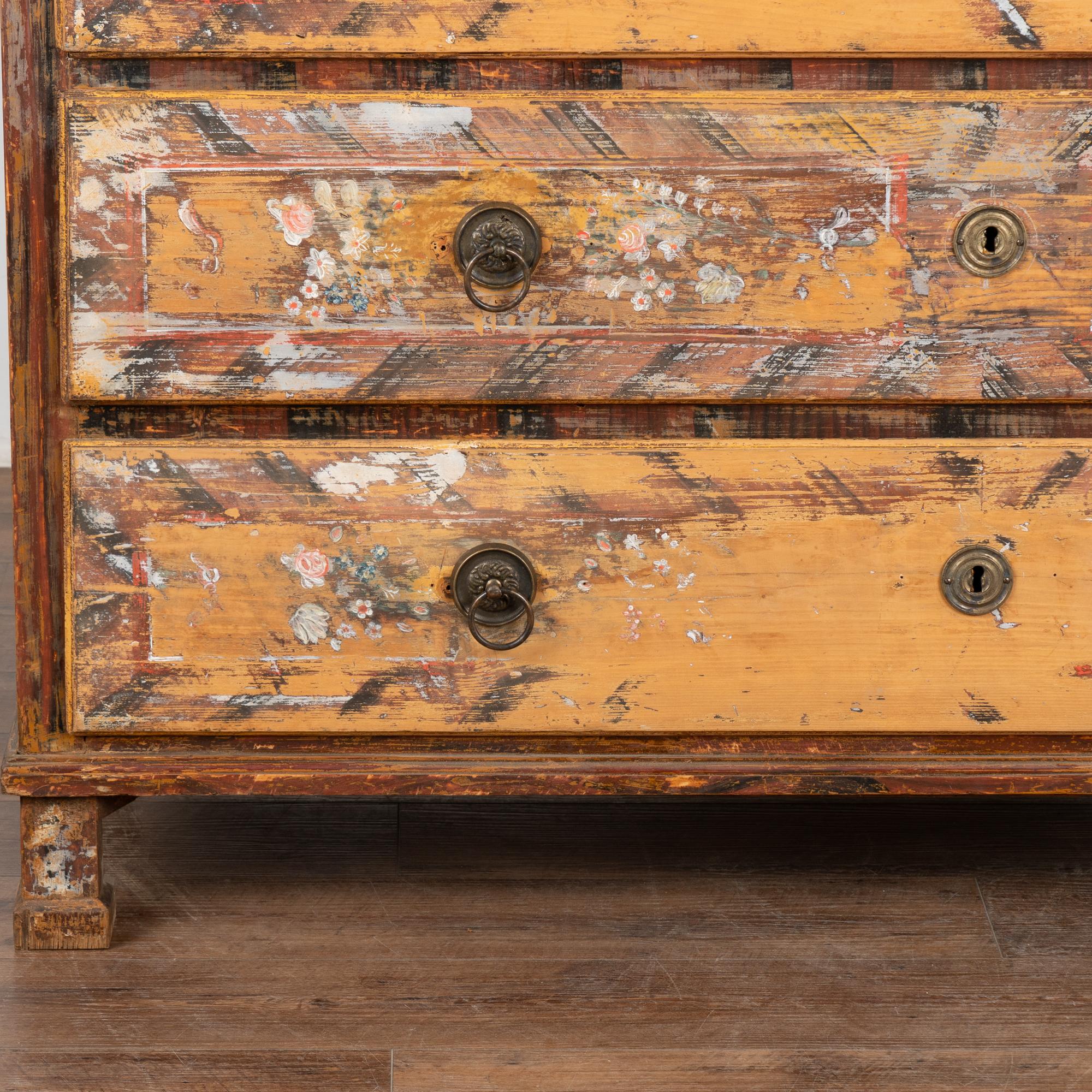 Grande comò a tre cassetti originale dipinto del 1894 in vendita 2