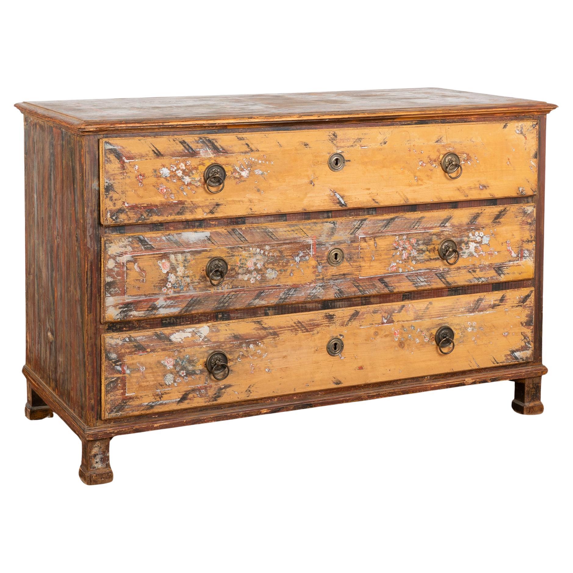 Original Painted Large Chest of Three Drawers dated 1894