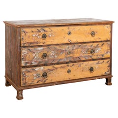 Original Painted Large Chest of Three Drawers dated 1894