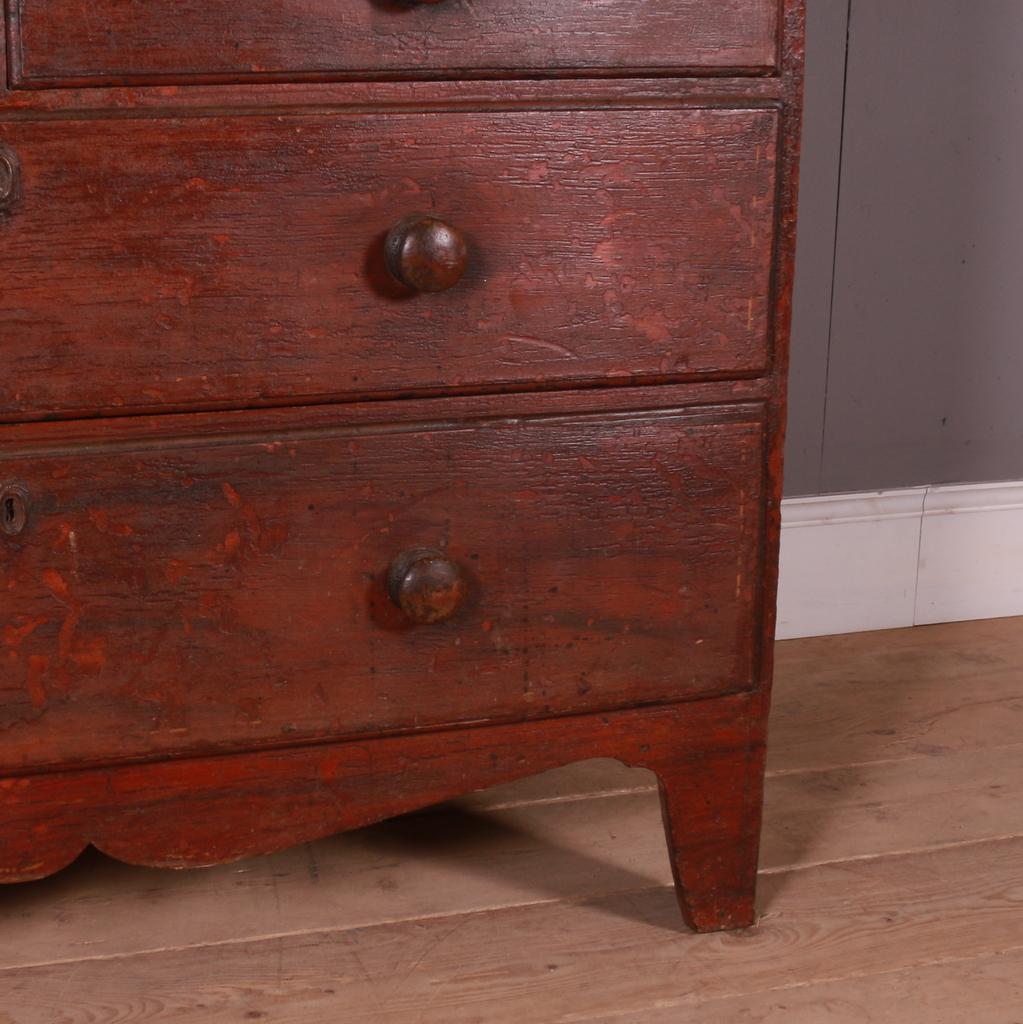 19th Century Original Painted Linen Cupboard For Sale