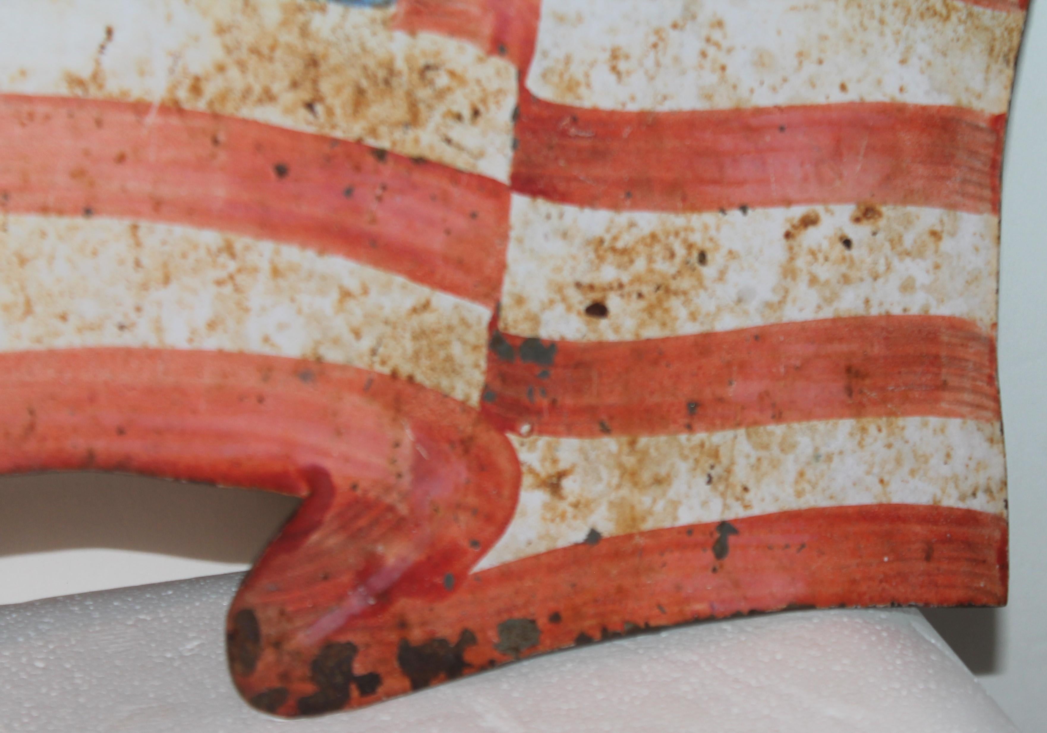 American Original Painted Metal Parade Flag For Sale
