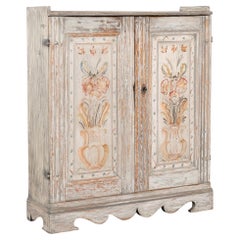 Original Painted Narrow Pine Cabinet Sideboard, Sweden circa 1860