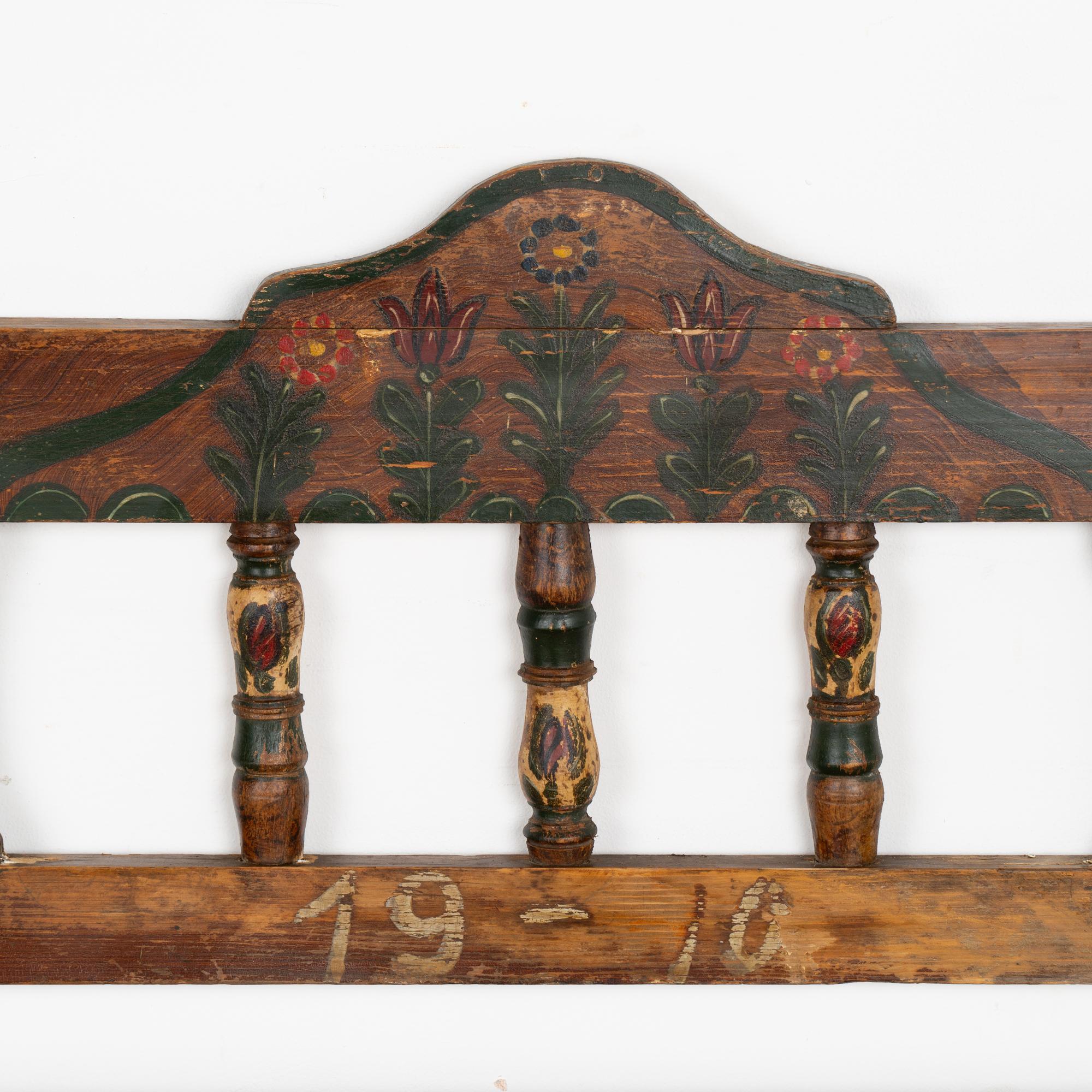 Original Painted Pine Bench With Storage, Hungary dated 1910 For Sale 4
