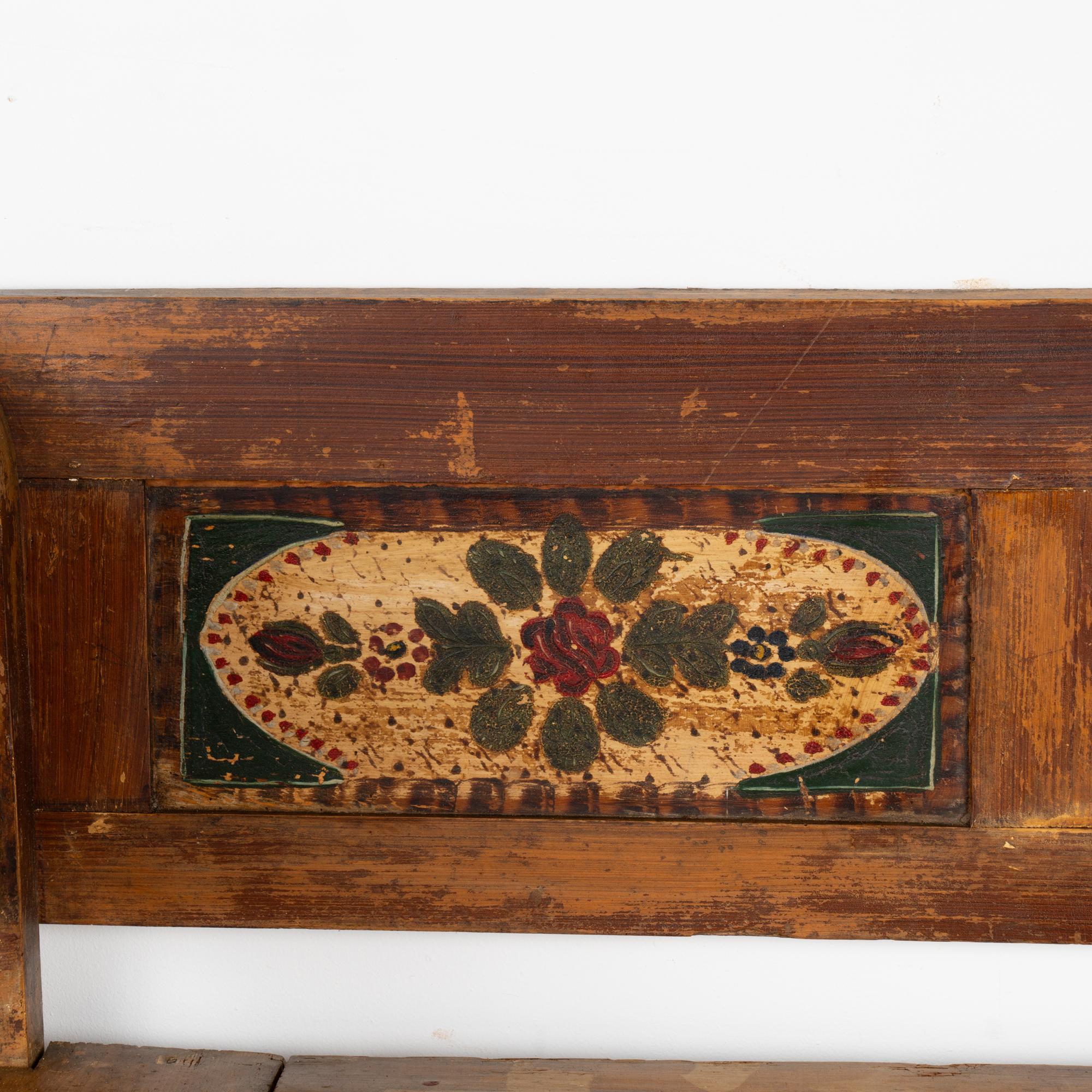 Original Painted Pine Bench With Storage, Hungary dated 1910 For Sale 3