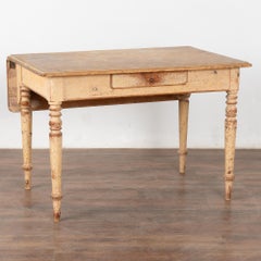 Original Painted Pine Drop Leaf Side Table, Sweden circa 1840