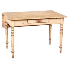 Original Painted Pine Drop Leaf Side Table, Sweden circa 1840