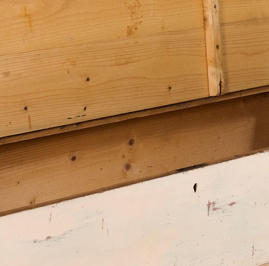 Original Painted Pine European Box Settle Farmhouse Bench Seat with Storage 5
