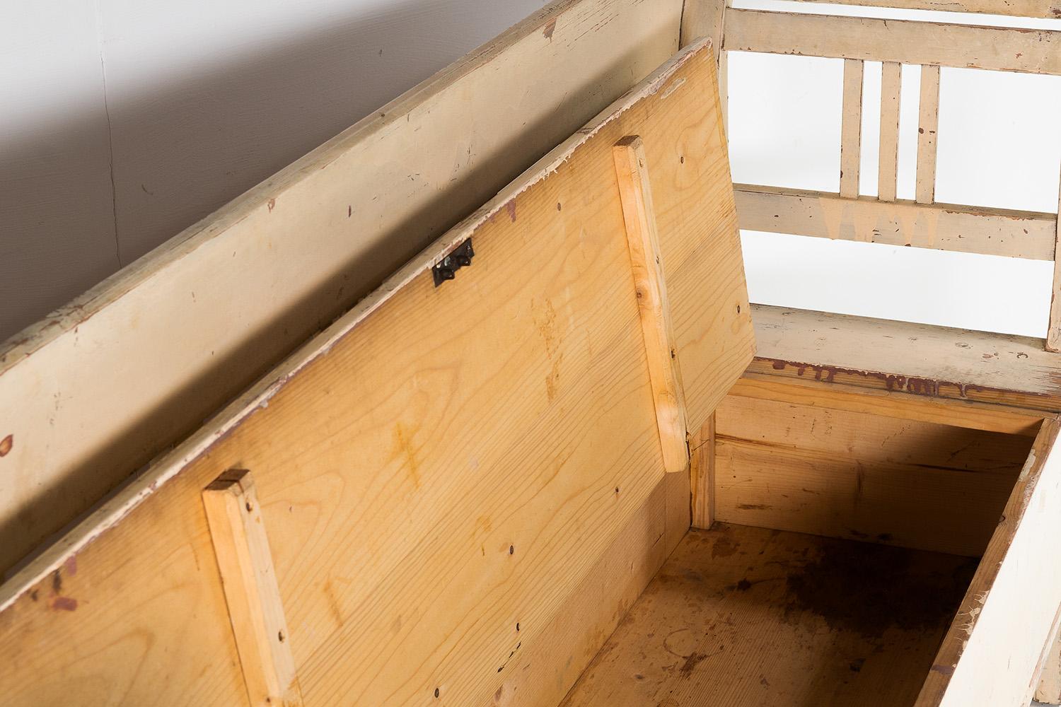 Austrian Original Painted Pine European Box Settle Farmhouse Bench Seat with Storage
