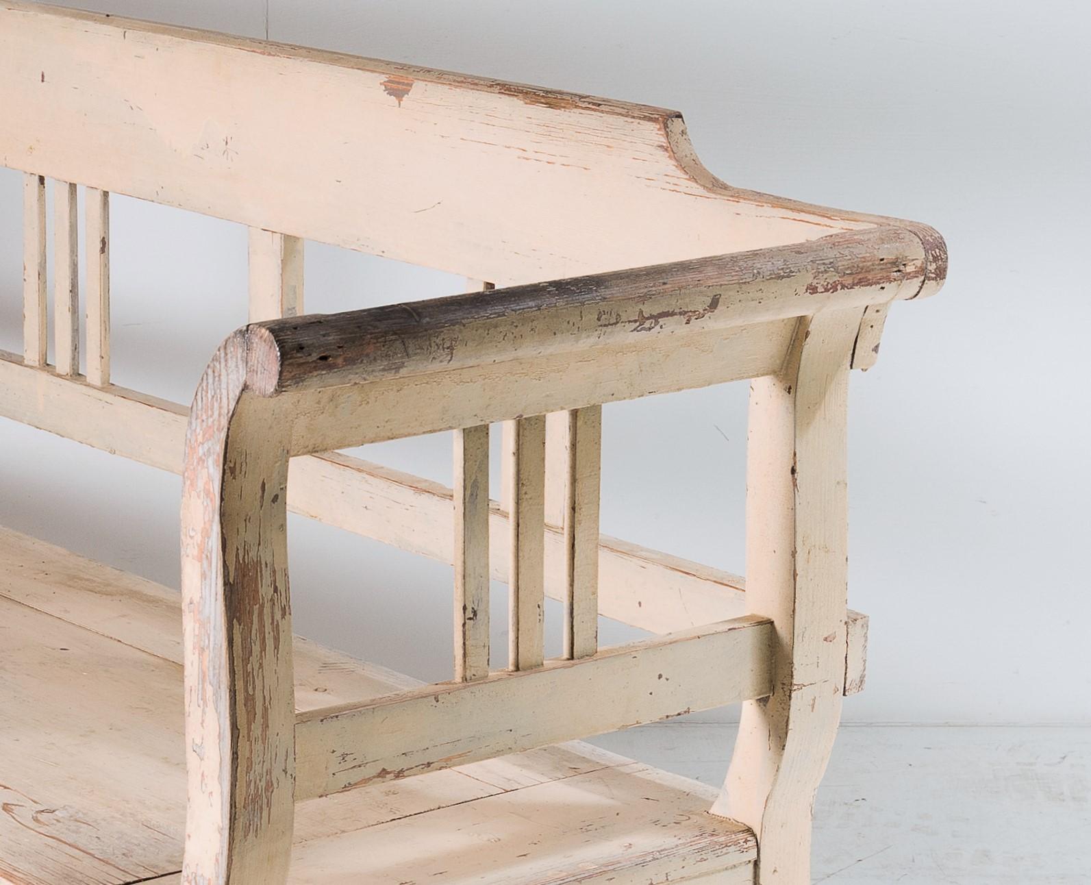 Original Painted Pine European Box Settle Farmhouse Bench Seat with Storage 3