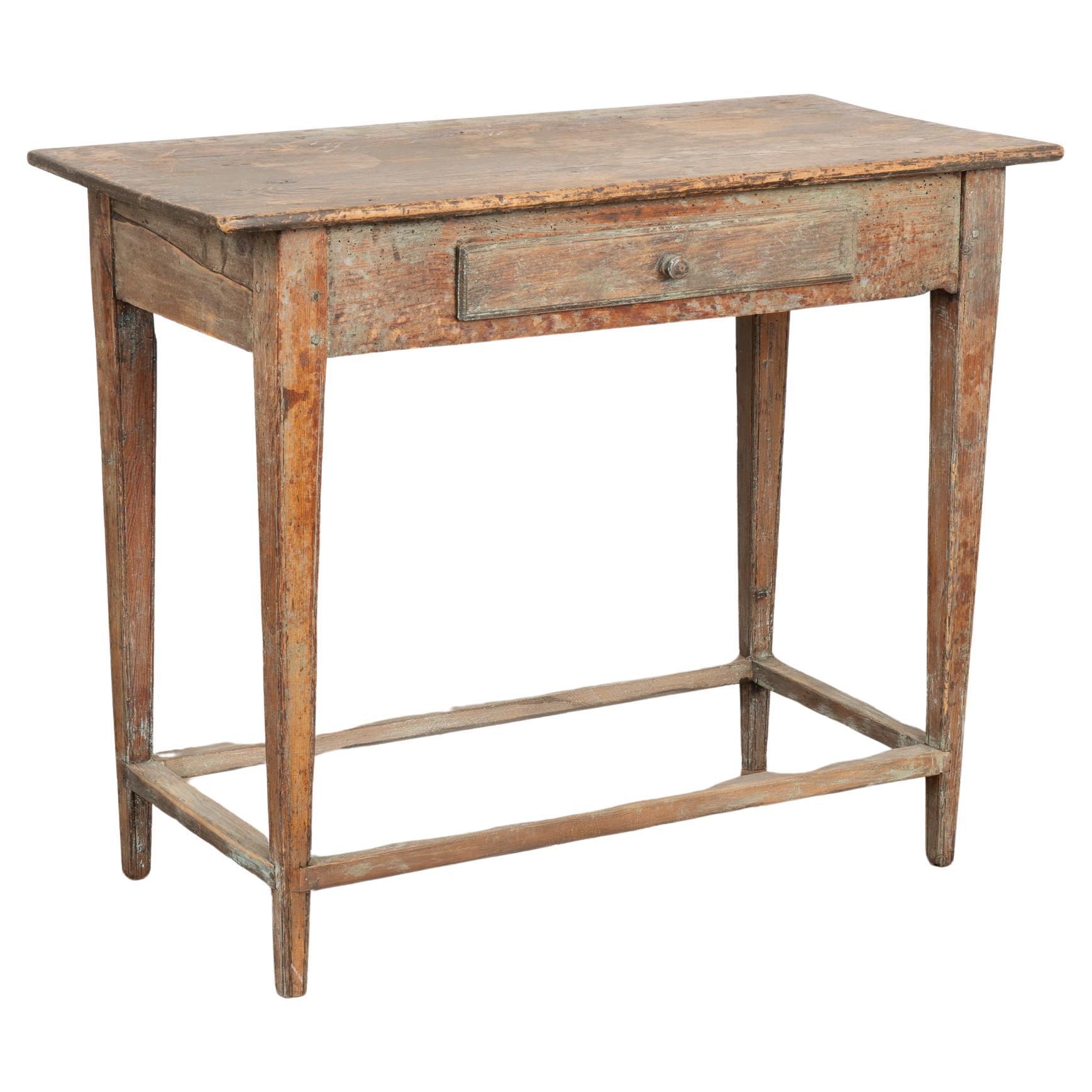 Original Painted Pine Side Table With Drawer, Sweden circa 1820-40