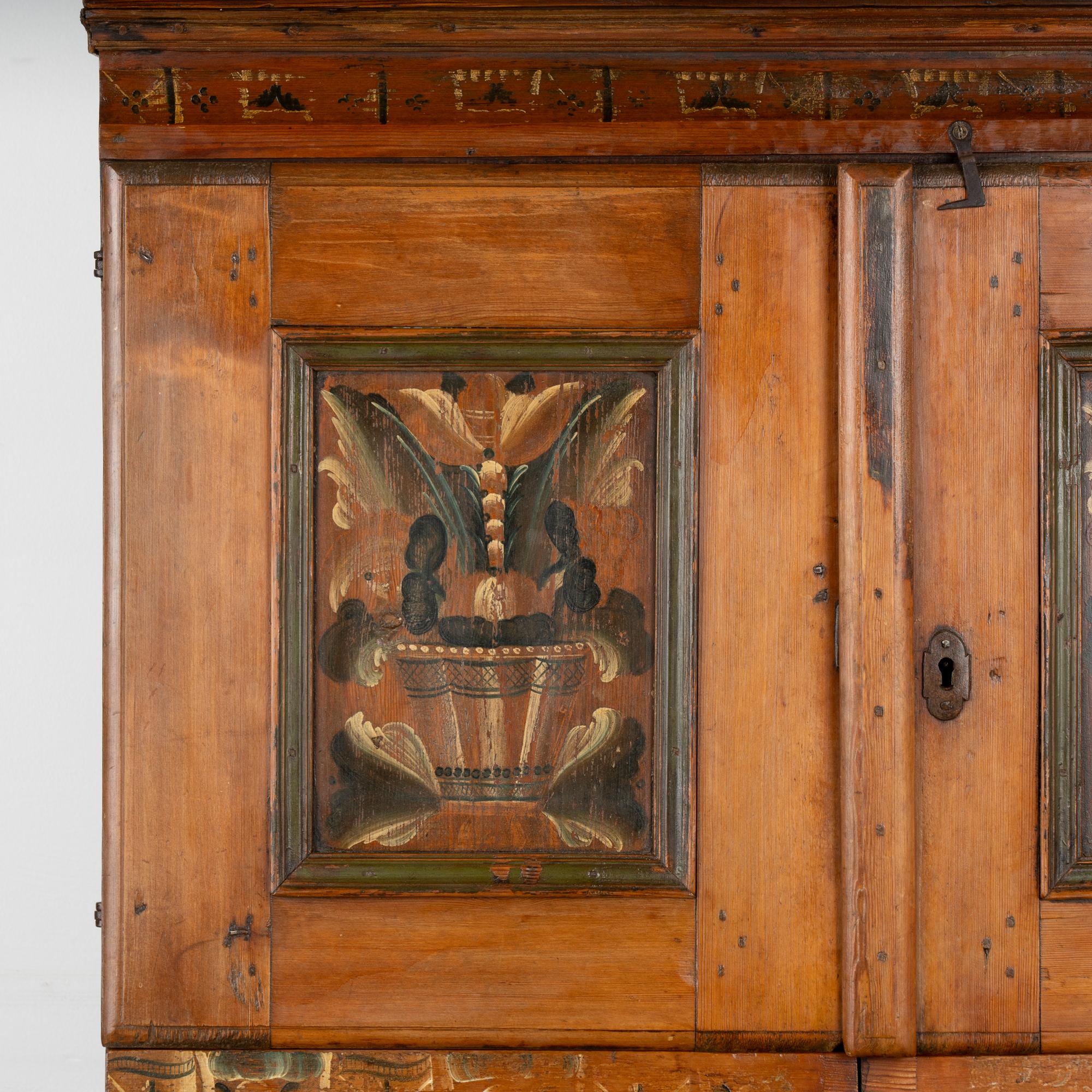 Original Painted Pine Swedish Cabinet Cupboard, circa 1820-40 For Sale 3