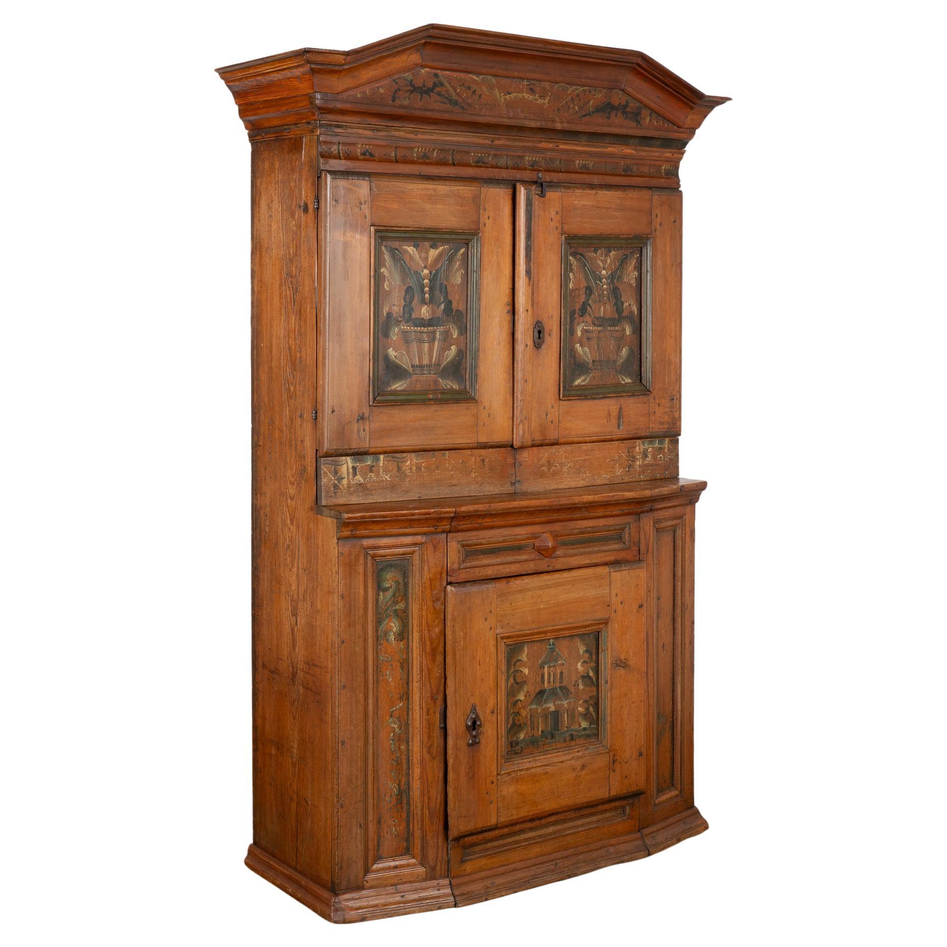 Original Painted Pine Swedish Cabinet Cupboard, circa 1820-40
