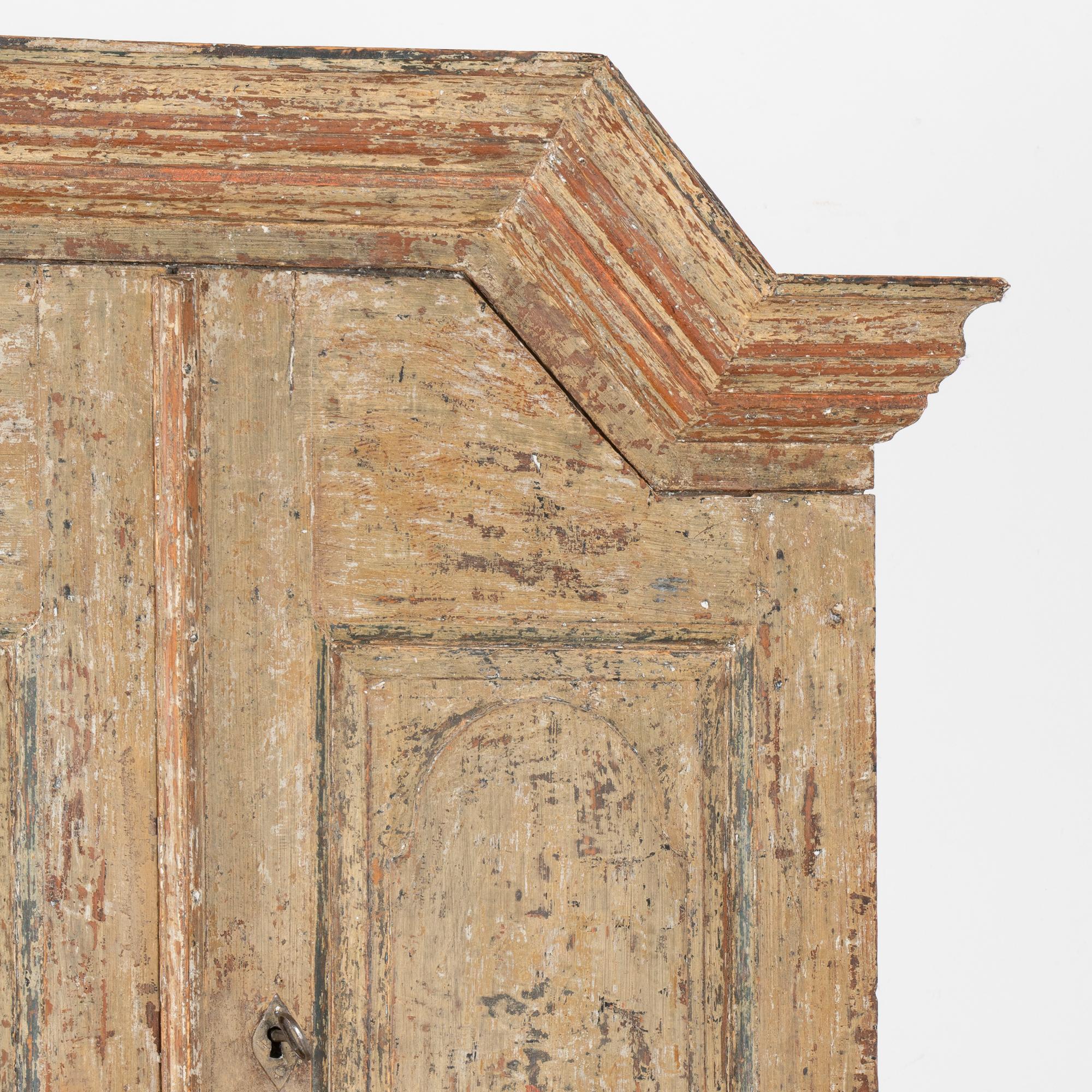 Brass Original Painted Pine Swedish Secretary, circa 1800-40 For Sale