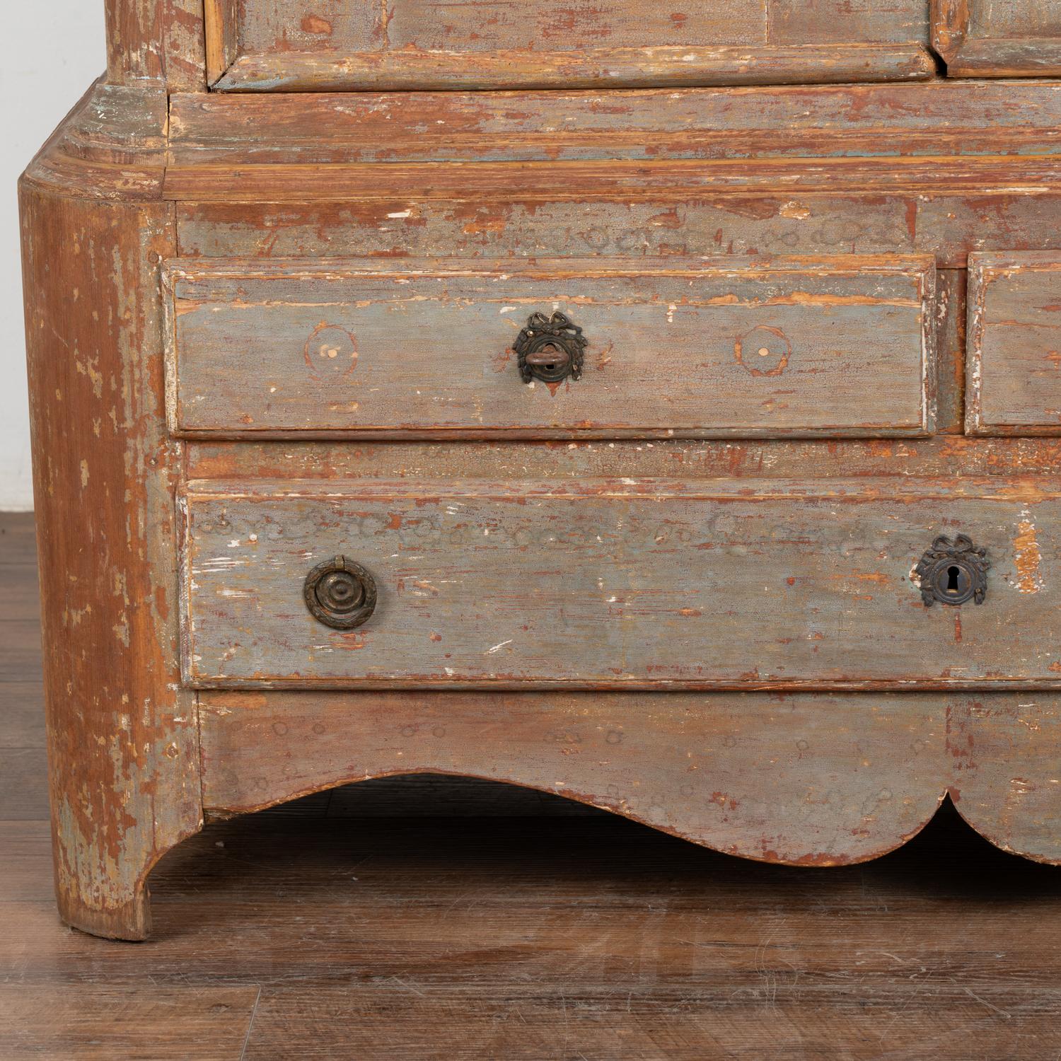 Original Painted Pine Swedish Wedding Cabinet, circa 1820-40 5