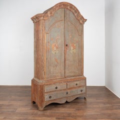 Original Painted Pine Swedish Wedding Cabinet, circa 1820-40