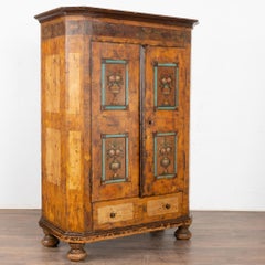 Original Painted Pine Two Door Armoire, Hungary circa 1820-40