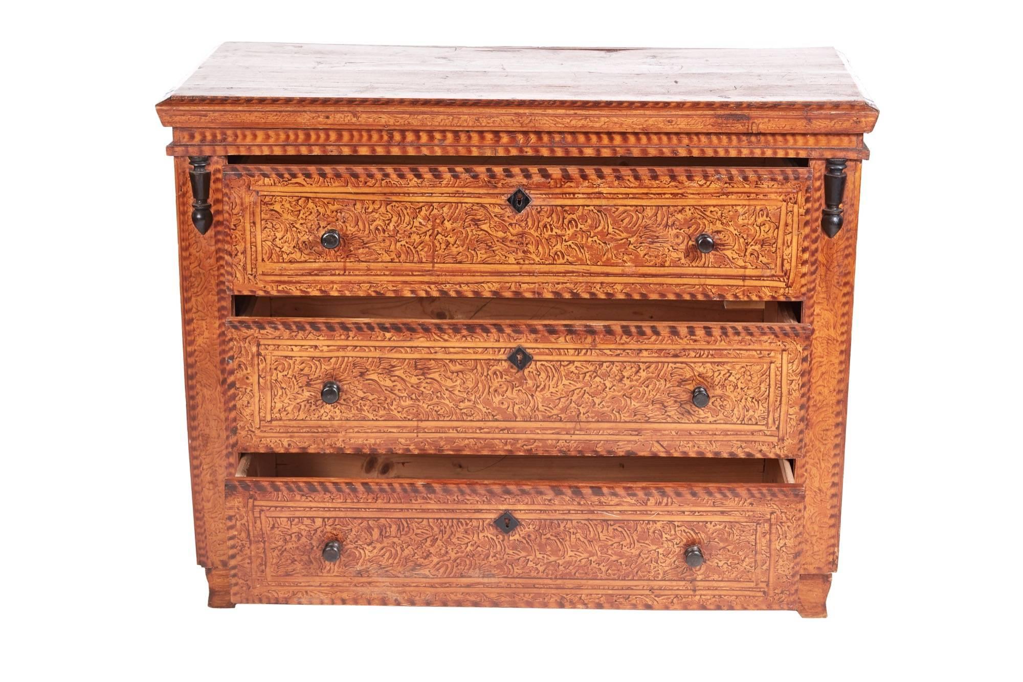 Wood Original Painted Scumbled Commode Chest