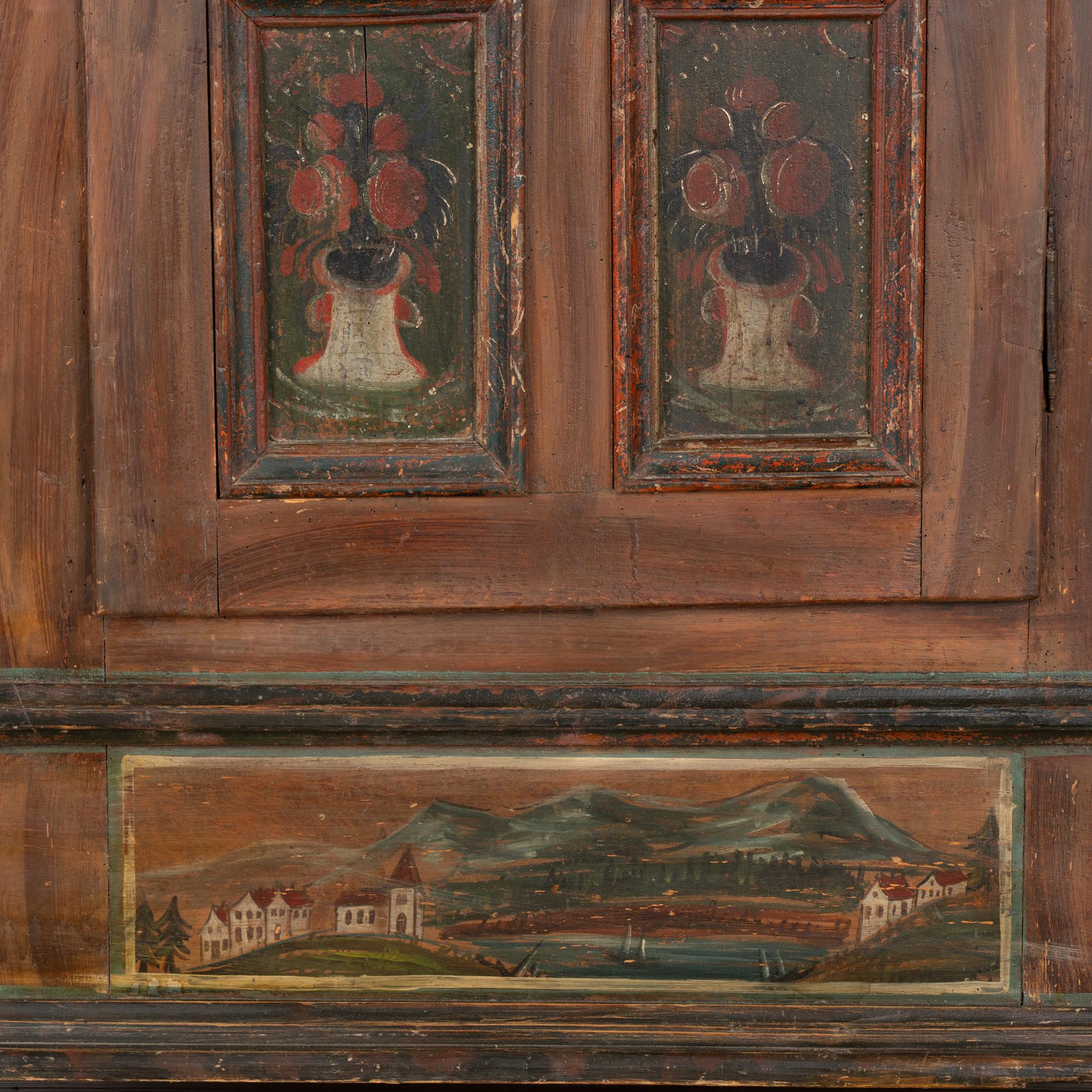 Armoire à une porte peinte d'origine d'Autriche, datée de 1834 en vente 3