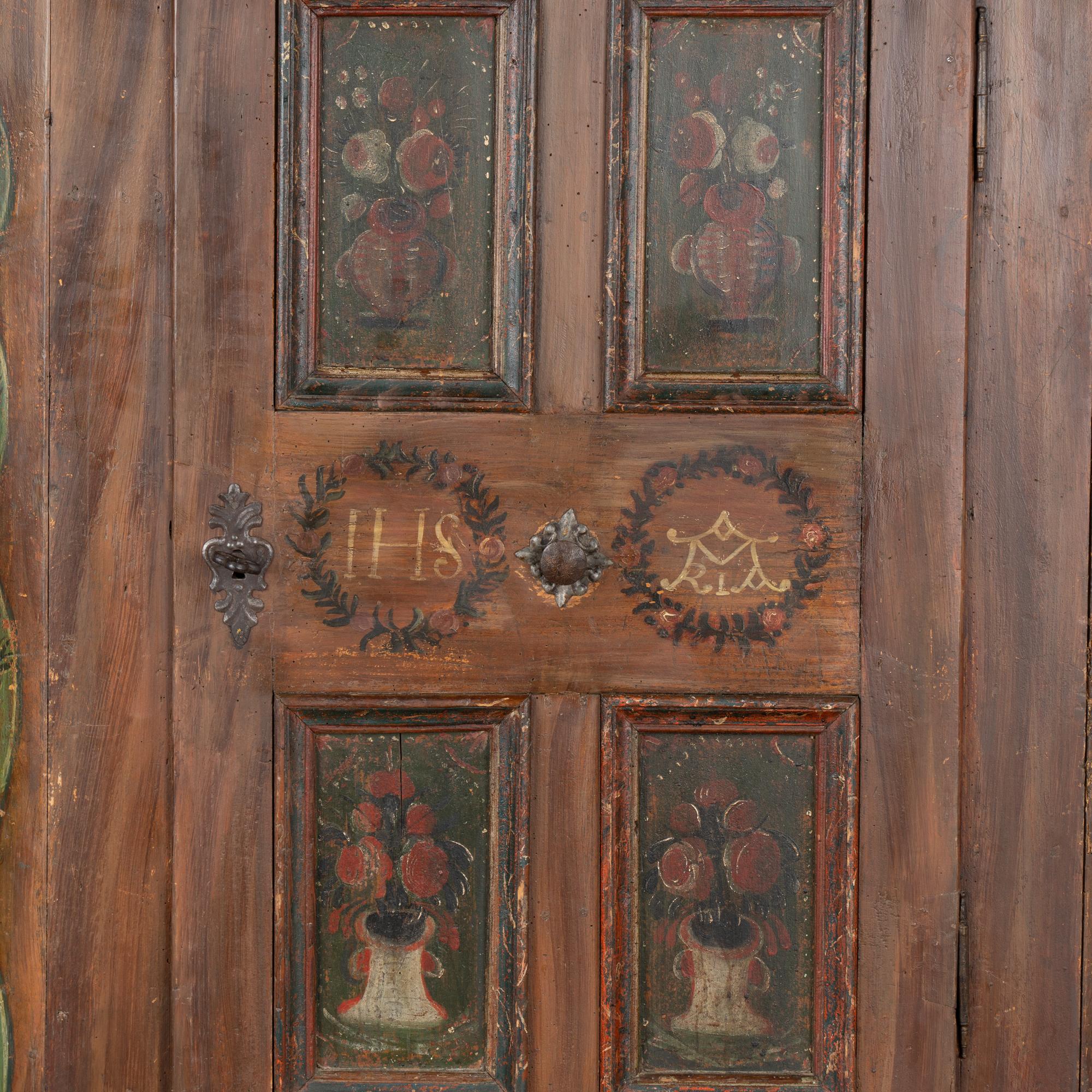 Armoire à une porte peinte d'origine d'Autriche, datée de 1834 en vente 5