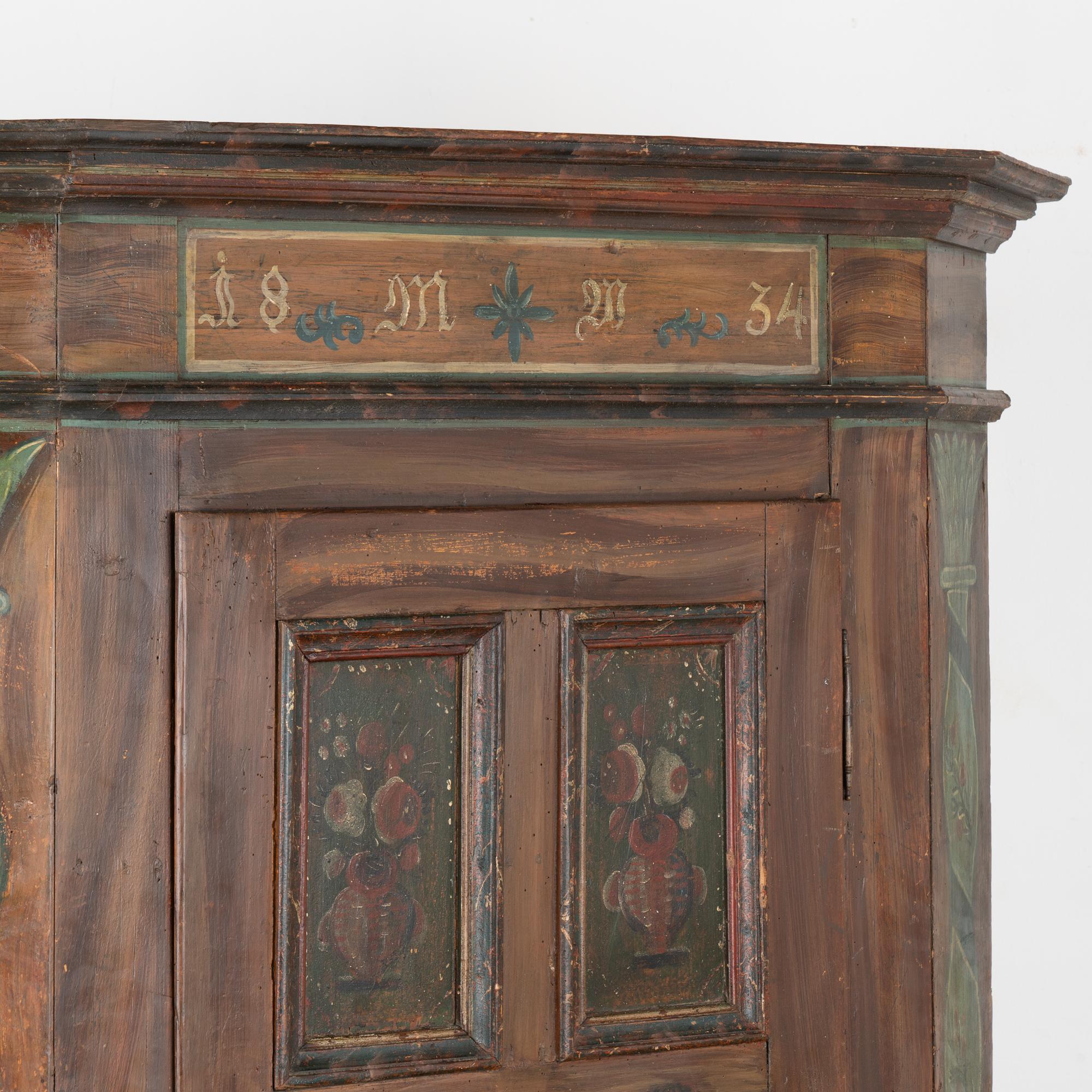 19th Century Original Painted Single Door Armoire from Austria, dated 1834 For Sale