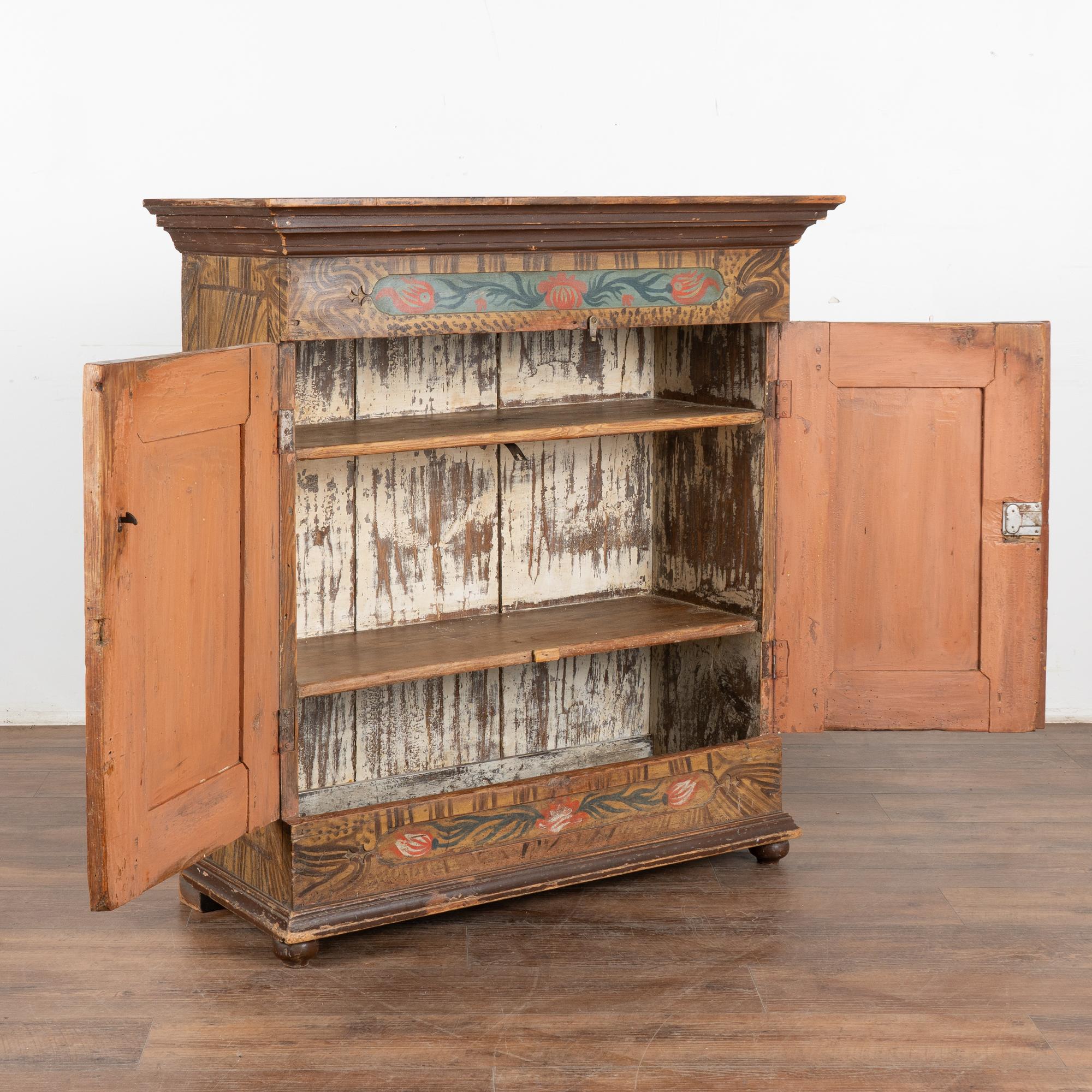 Folk Art Original Painted Swedish Cabinet Sideboard, Dated 1791